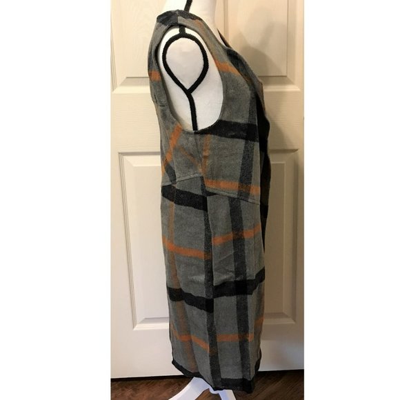 Favlux Charcoal Plaid Sleeveless Cardigan Topper Size Small - Picture 4 of 9